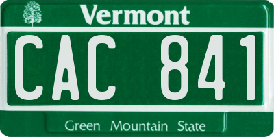 VT license plate CAC841