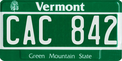 VT license plate CAC842