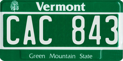 VT license plate CAC843