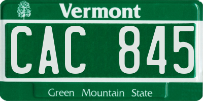 VT license plate CAC845