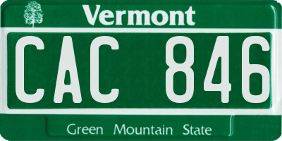 VT license plate CAC846