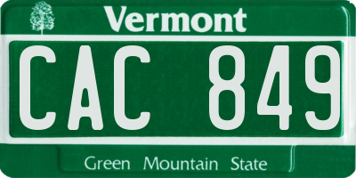 VT license plate CAC849