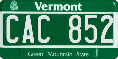 VT license plate CAC852