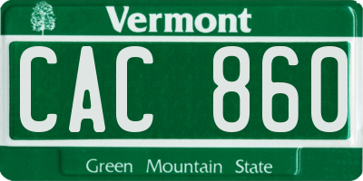 VT license plate CAC860