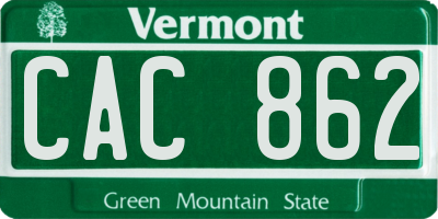 VT license plate CAC862