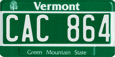 VT license plate CAC864