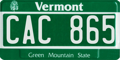 VT license plate CAC865