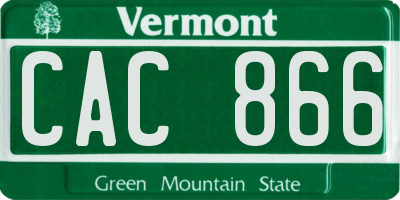 VT license plate CAC866