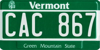 VT license plate CAC867