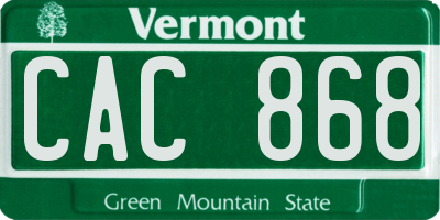 VT license plate CAC868