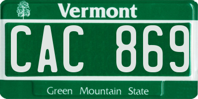 VT license plate CAC869