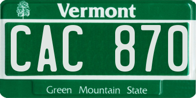 VT license plate CAC870