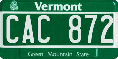 VT license plate CAC872
