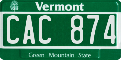VT license plate CAC874