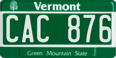 VT license plate CAC876