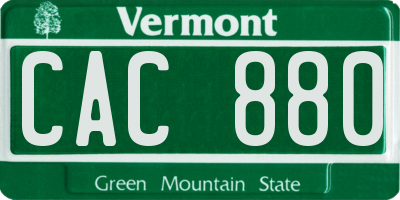 VT license plate CAC880
