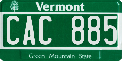 VT license plate CAC885