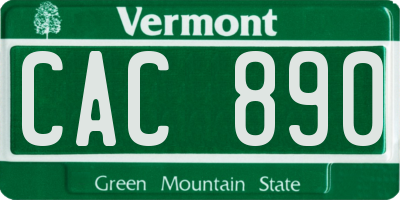 VT license plate CAC890