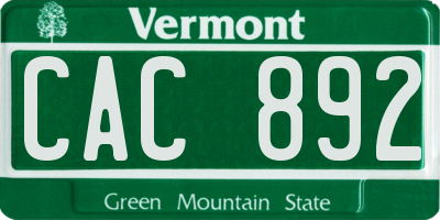 VT license plate CAC892