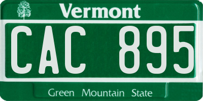 VT license plate CAC895