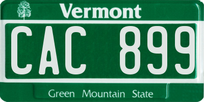 VT license plate CAC899