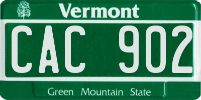 VT license plate CAC902