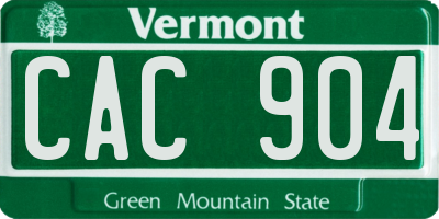 VT license plate CAC904