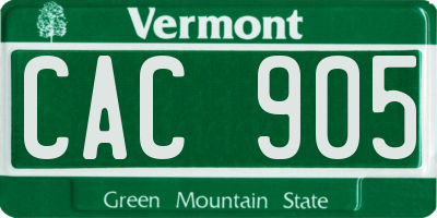 VT license plate CAC905