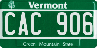 VT license plate CAC906