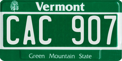 VT license plate CAC907