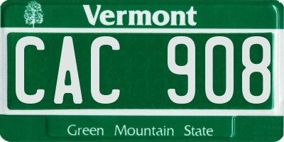 VT license plate CAC908