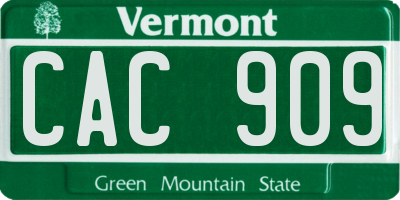 VT license plate CAC909