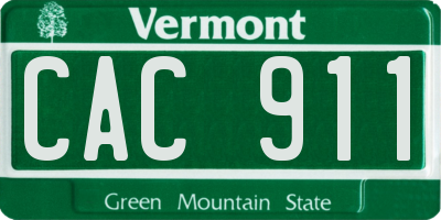VT license plate CAC911