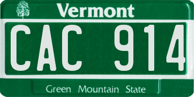 VT license plate CAC914