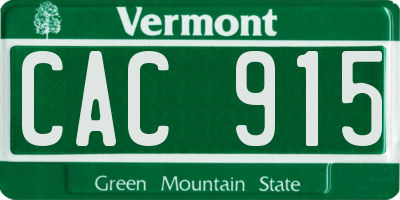 VT license plate CAC915