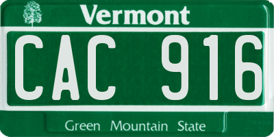 VT license plate CAC916