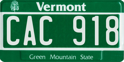 VT license plate CAC918