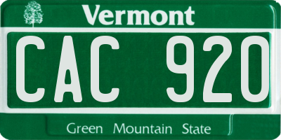 VT license plate CAC920