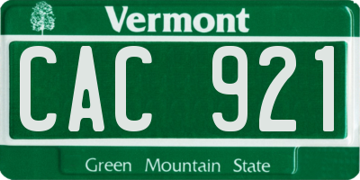 VT license plate CAC921