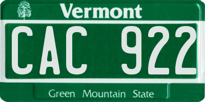 VT license plate CAC922