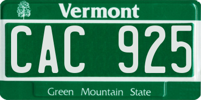 VT license plate CAC925