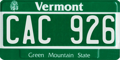 VT license plate CAC926