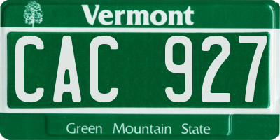 VT license plate CAC927