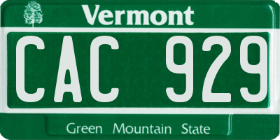 VT license plate CAC929