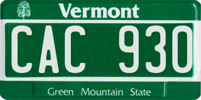VT license plate CAC930