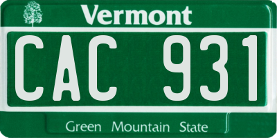 VT license plate CAC931