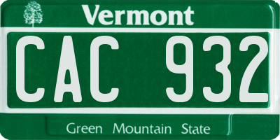VT license plate CAC932