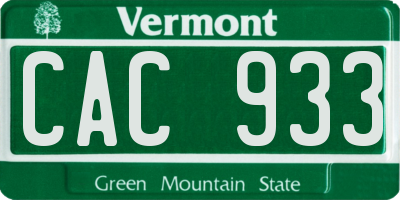 VT license plate CAC933