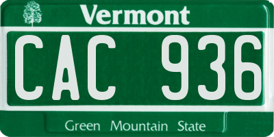 VT license plate CAC936