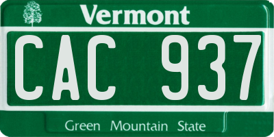 VT license plate CAC937